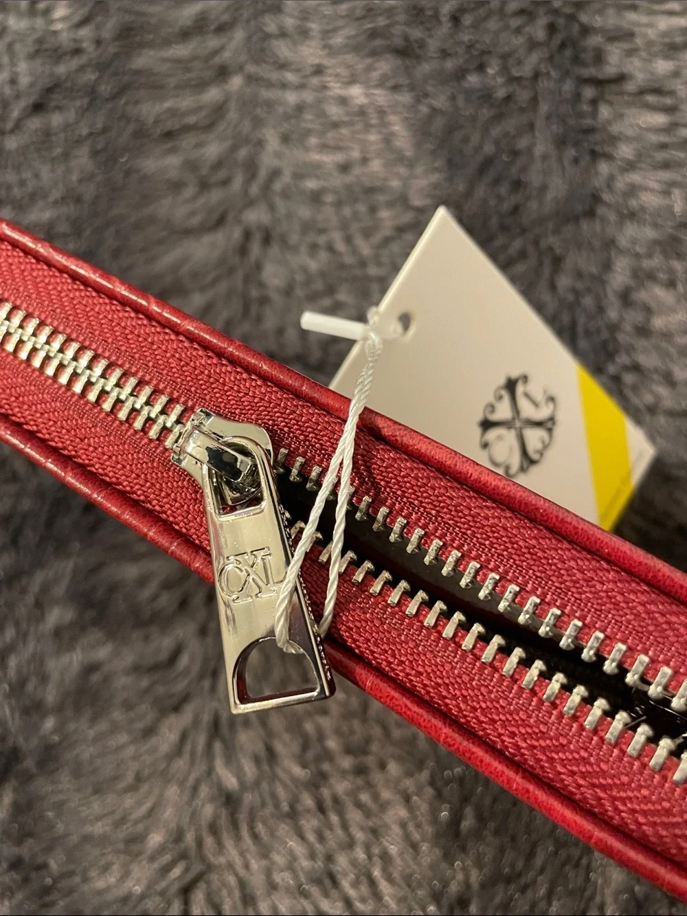 Croc-Embossed CXL by Christian LaCroix Zip Wristlet Wallet Case Red